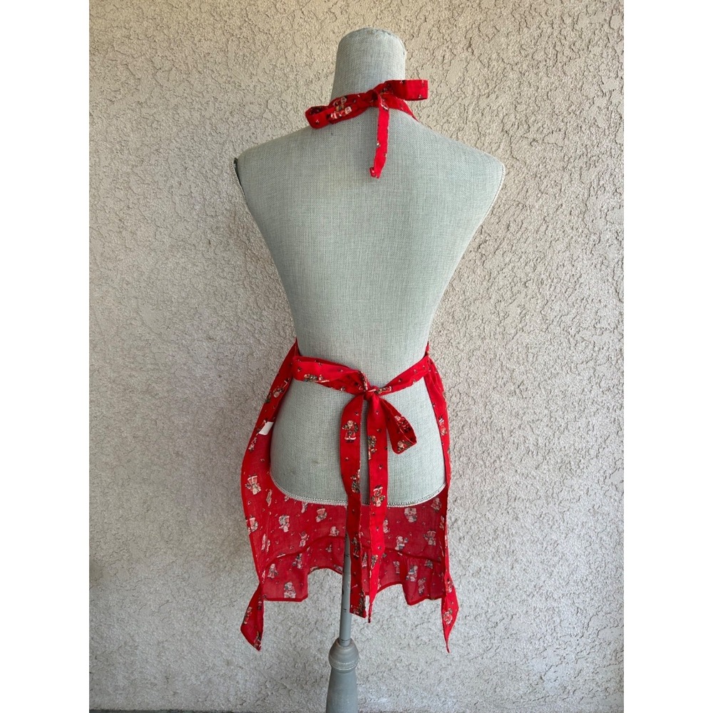 VTG 90s Gourmet Gallery Christmas Apron Quilted Bib Ruffle Trim EXCELLENT USA - Picture 3 of 7